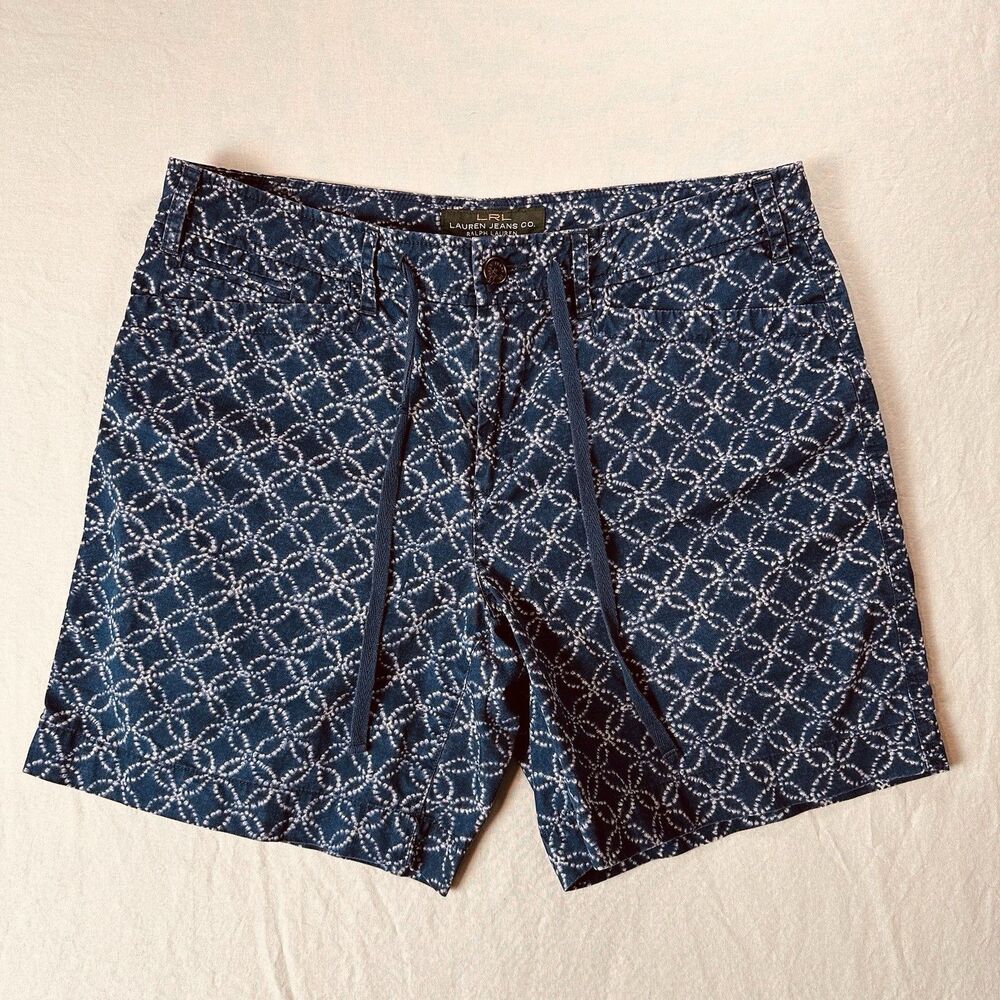 Lauren Jeans Co. Ralph Lauren Blue Pattern  Women’s Cotton Shorts. Sz 6 W 32